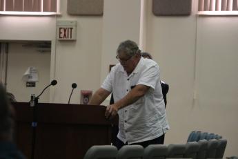 Jeffrey Hill, a Columbia County resident, told the County Commission to not accept any deal with the Suwannee River Water Management District about his property. The county and district reached an agreement two years ago about how to move forward with the Hill dam parcel. (MORGAN MCMULLEN/Lake City Reporter)