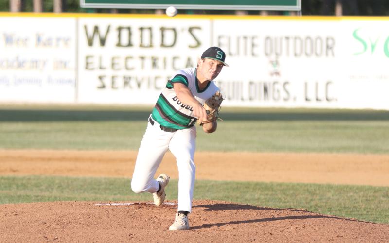 Suwannee pitcher Logan Brooks pitches against Taylor County on Wednesday night. (MORGAN MCMULLEN/Lake City Reporter)